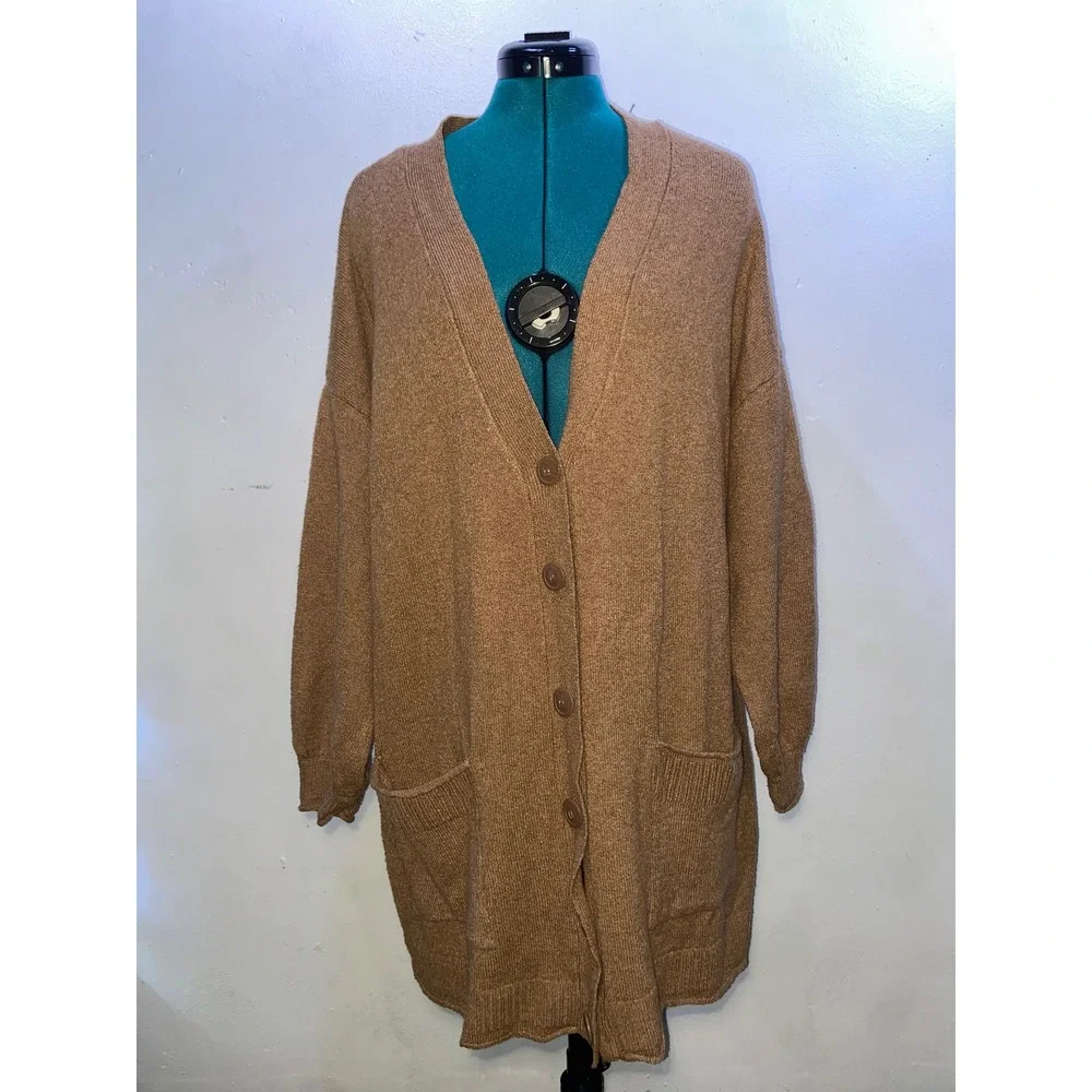 Lauren Conrad XL Camel Brown Knit Oversized Longline Cardigan Sweater Cozy Fall